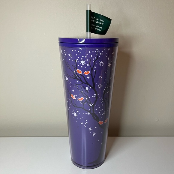 🎃SOLD🎃 Starbucks Purple Halloween Glow in the Dark Cold Tumblr Cup 24 oz - Picture 1 of 4